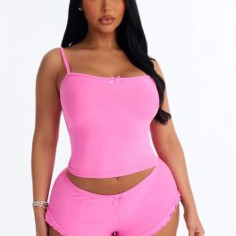 Rest And Be Thankful Hot Pink Pajama Short Set