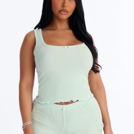 Smooth To Touch Sage Ribbed Pajama Short Set