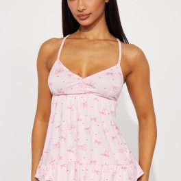 Cute And Sweet Pink Cami Pajama Short Set