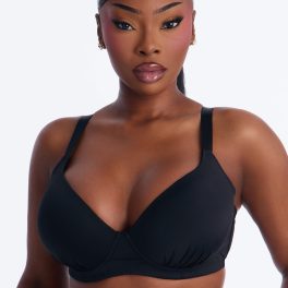 Black Lightly Padded Full Coverage Underwire With Shirring