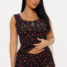 Your Sweetie Black/Red Pointelle Pajama Short Set