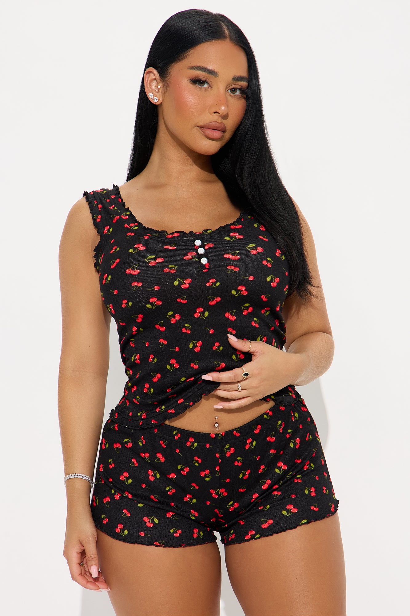 Your Sweetie Black/Red Pointelle Pajama Short Set