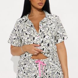 Verilunes Grey/combo Pajama Short Set