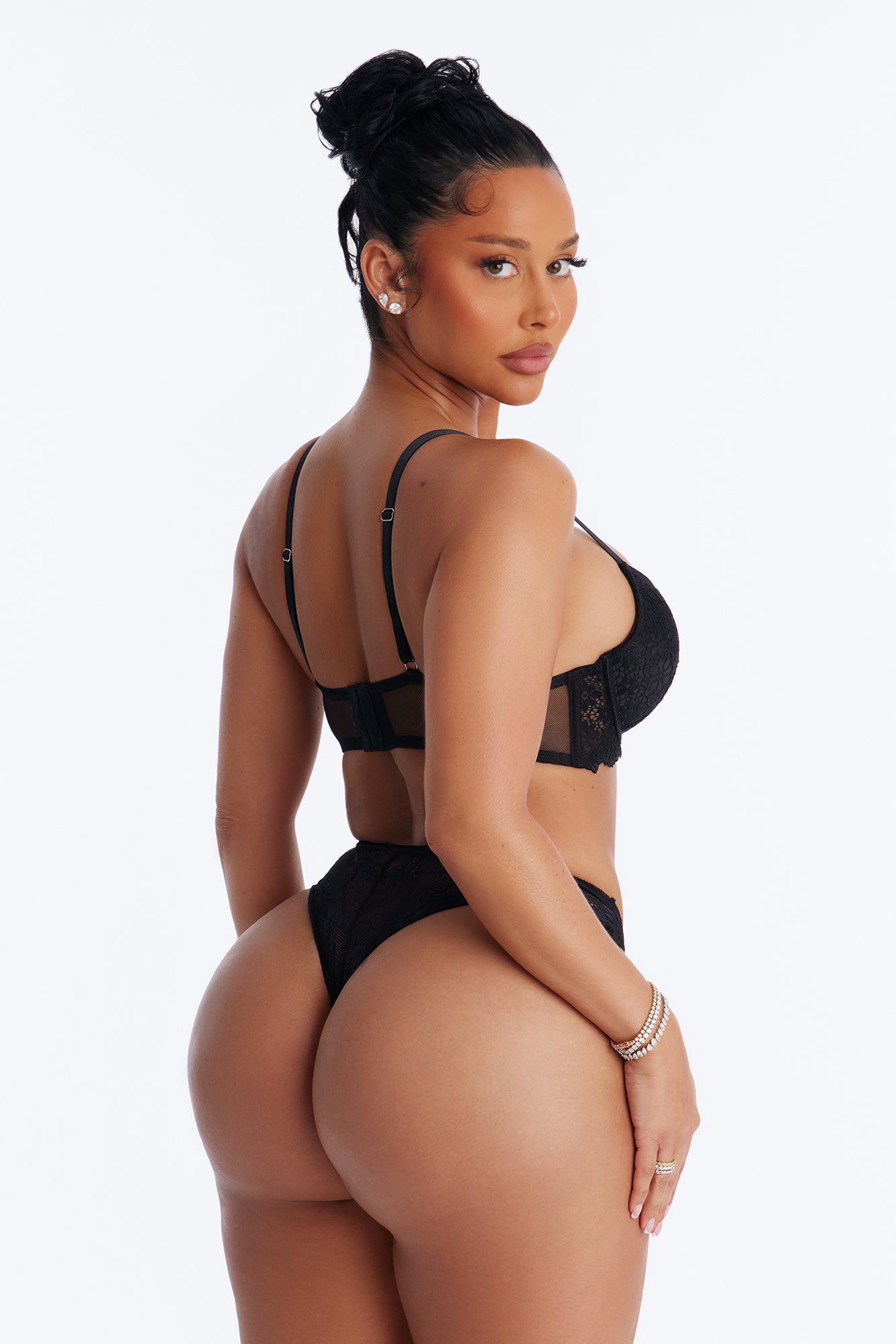 Honey Kiss Black Lace Longline Bra - Image 3