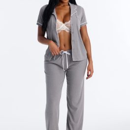 Charcoal Only Ribbed Pajama Pant Set