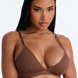 Brown Lightweight Ribbed Lounge Bralette