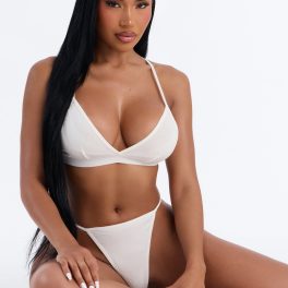 White Lightweight Ribbed Lounge Bralette
