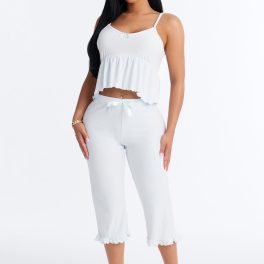 Rest And Be Thankful Light Blue Pajama Pant Set