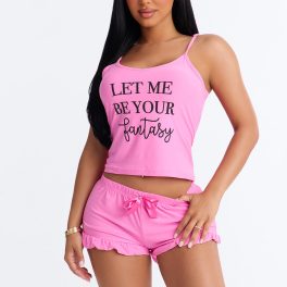 Let Me Be Your Fantasy Pink Ruffle Pajama Short Set