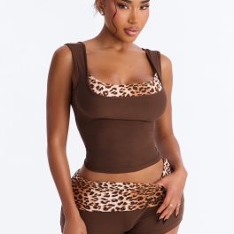 Catch Me Brown/combo Pajama Short Set