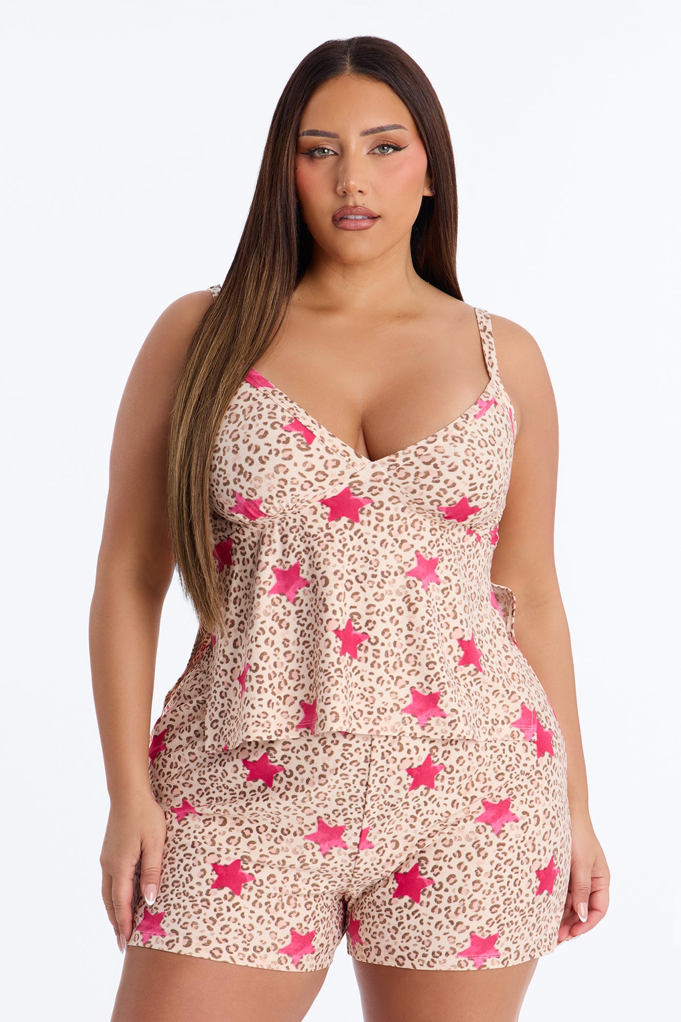 Staying Up Leopard Cami Pajama Short Set - Image 4