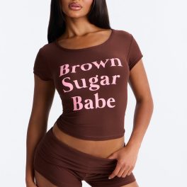 Brown Sugar Babe Dark Brown Pajama Short Set