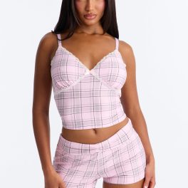 Nighttime Secrets Pink/combo Cami Pajama Short Set