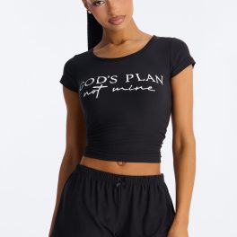Gods Plan Not Mine Black Pajama Short Set