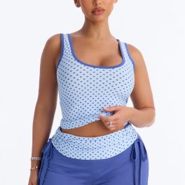 Soft Promises Blue/combo Cami Pajama Foldover Short Set