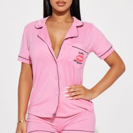 Hello Gorgeous Pink Pajama Short Set