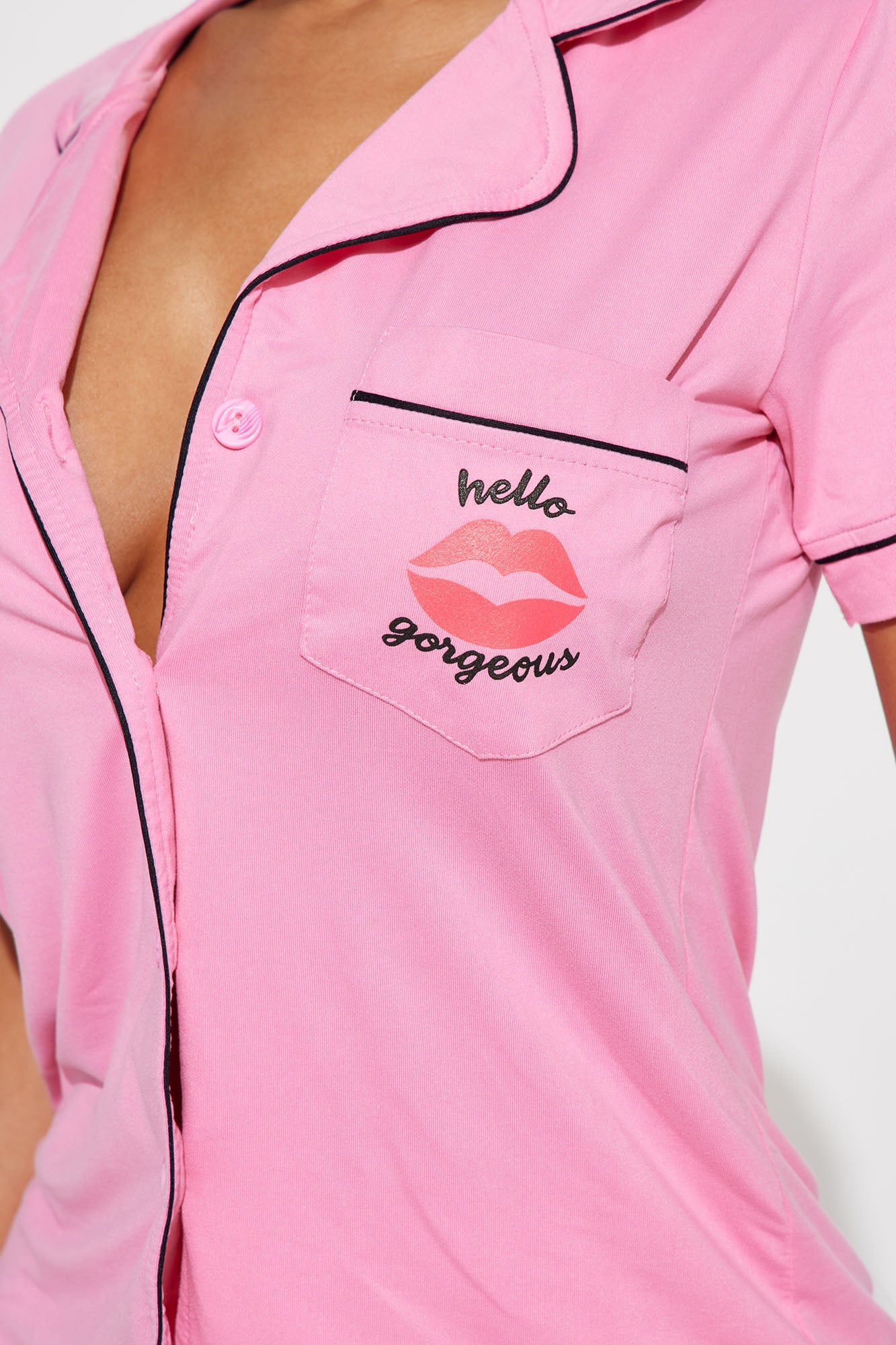 Hello Gorgeous Pink Pajama Short Set - Image 3