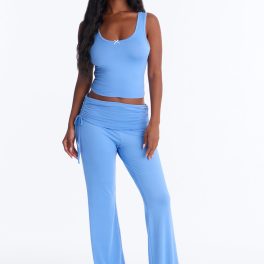 Petty Dreams Blue Tank Pajama Foldover Pant Set