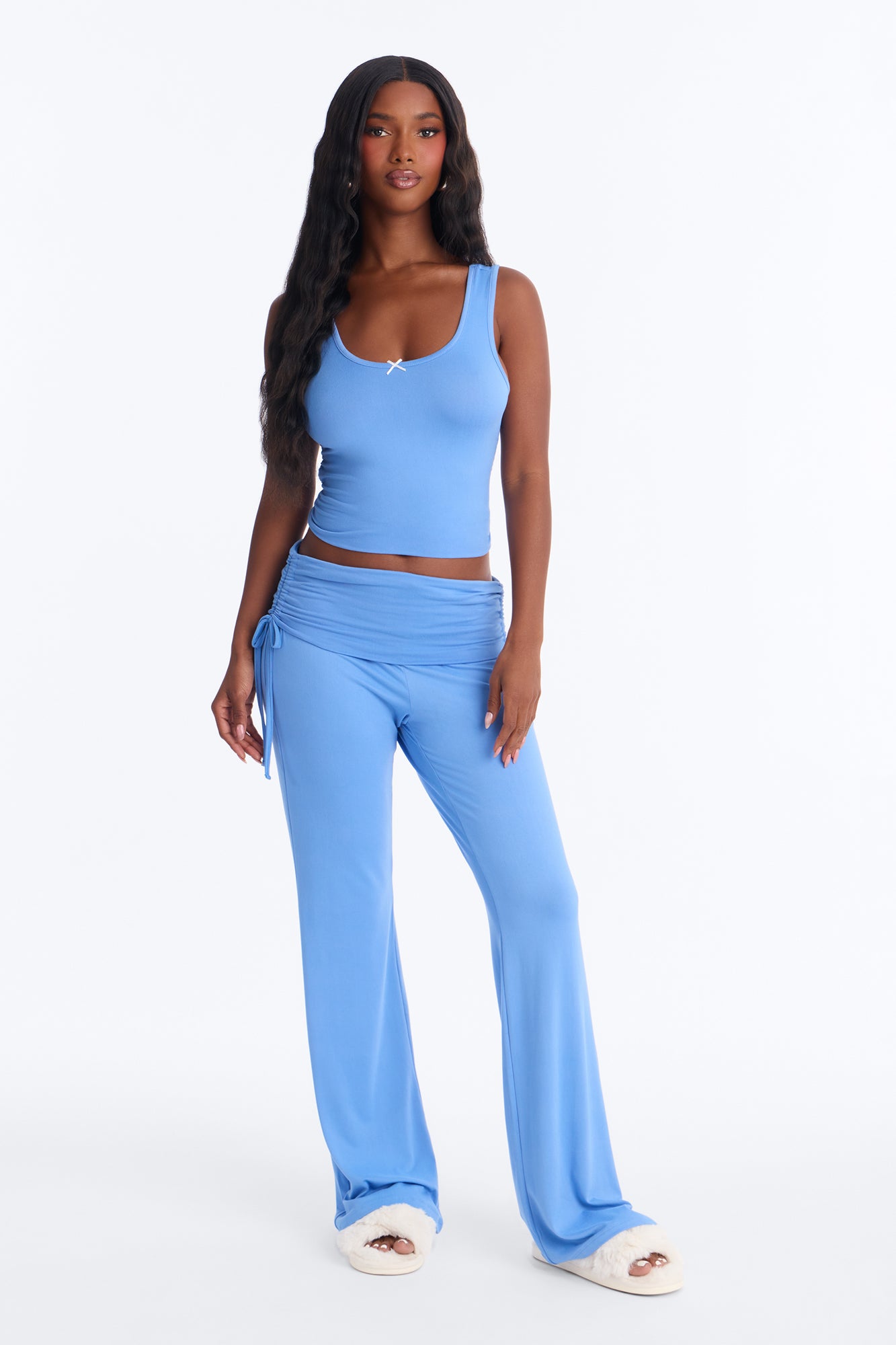 Petty Dreams Blue Tank Pajama Foldover Pant Set