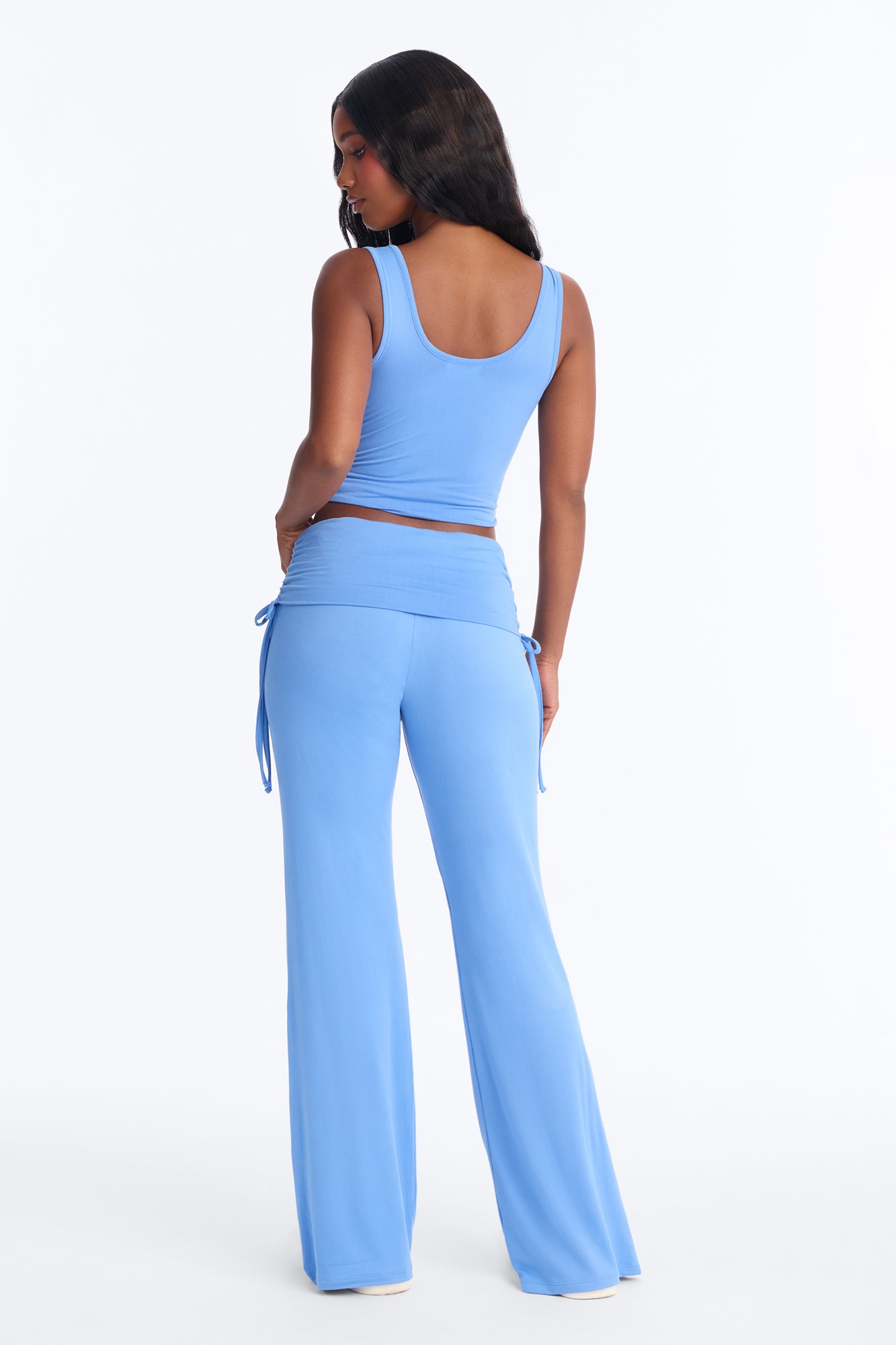 Petty Dreams Blue Tank Pajama Foldover Pant Set - Image 3