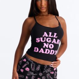 All Sugar No Daddy Black Pajama Short Set