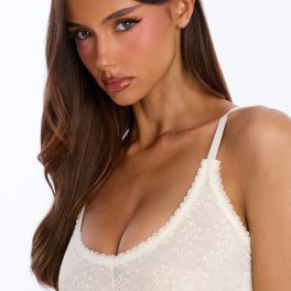 Gentle Stretch Off White Lace Unlined Wire Free Triangle Bralette