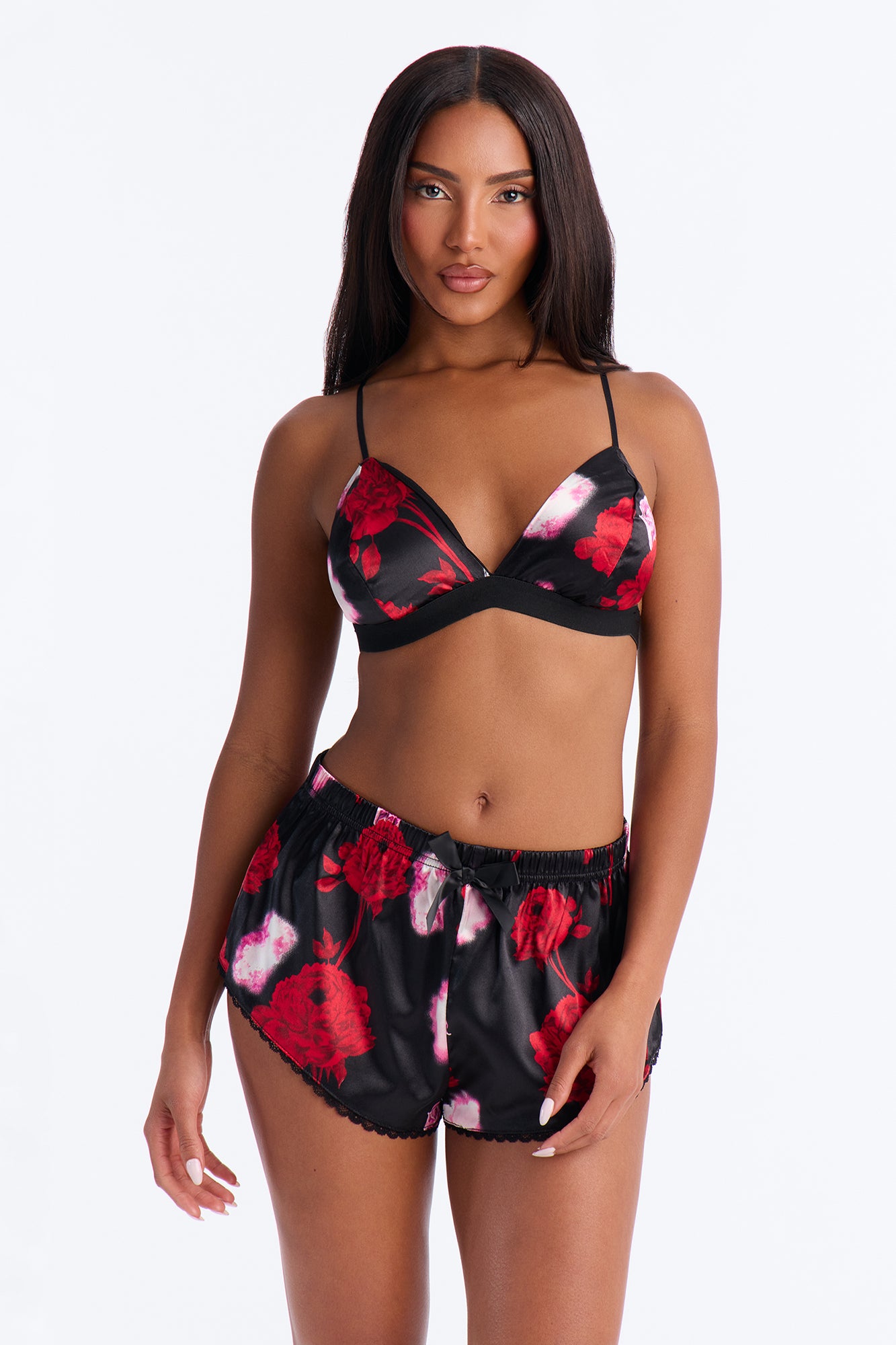 Petal Power Black/combo Satin Robe Set - Image 2