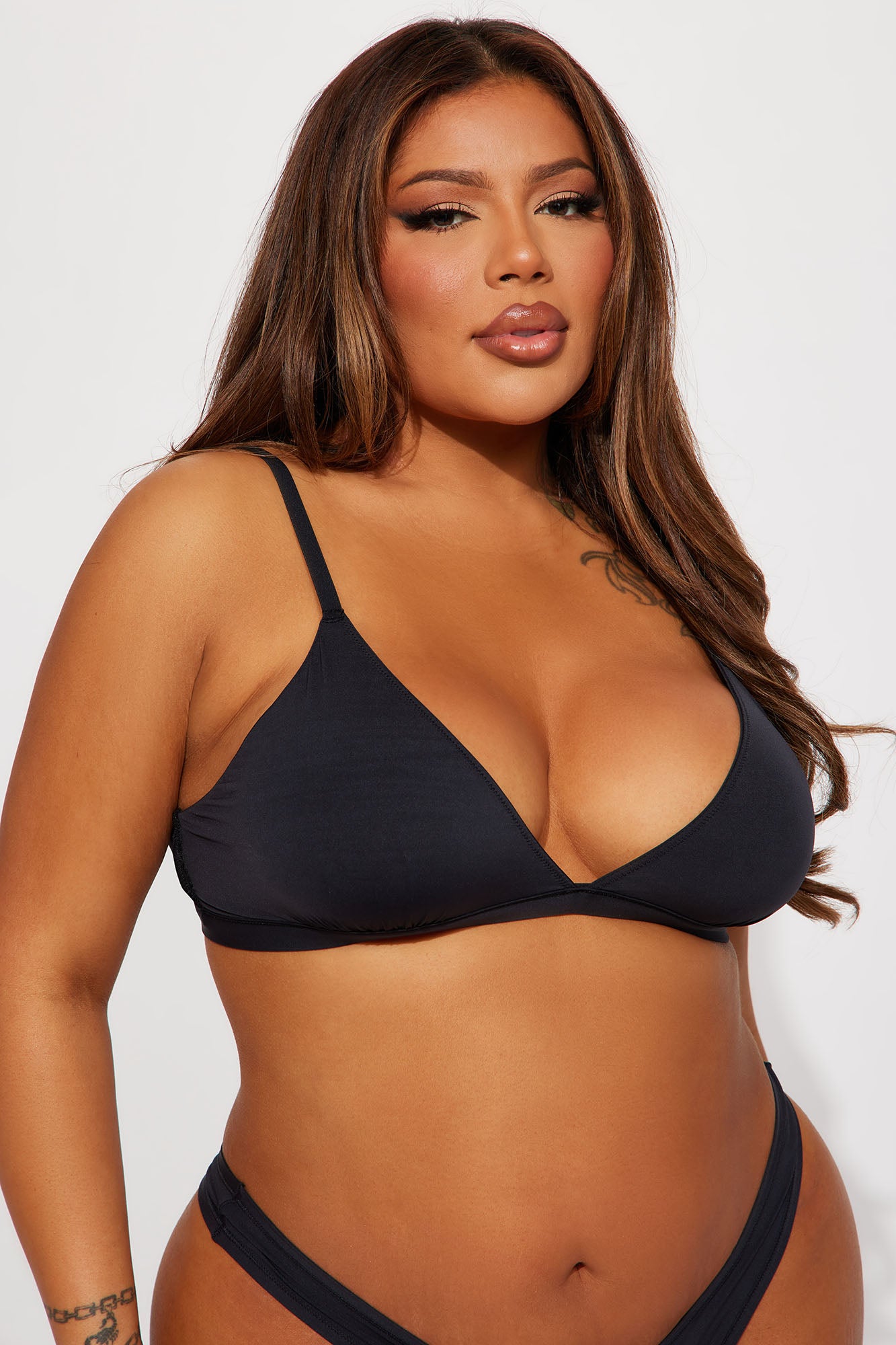 Light As A Feather Black Microfiber Triangle Bralette - Image 4