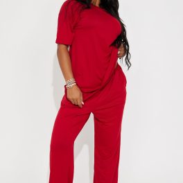 Relax Mood DarkRed Pajama Pant Set