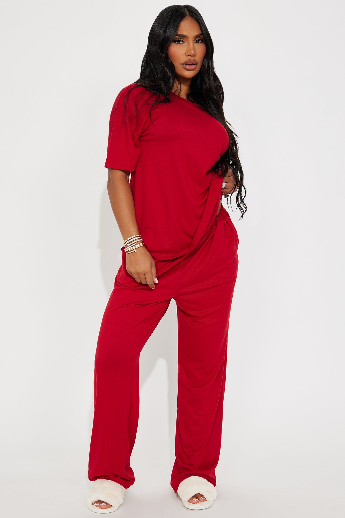 Relax Mood DarkRed Pajama Pant Set