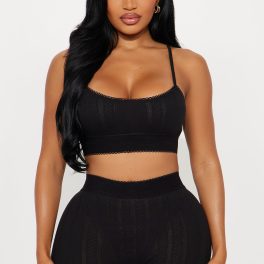 Stay Together Black Pointelle Pajama Boxer Short Set