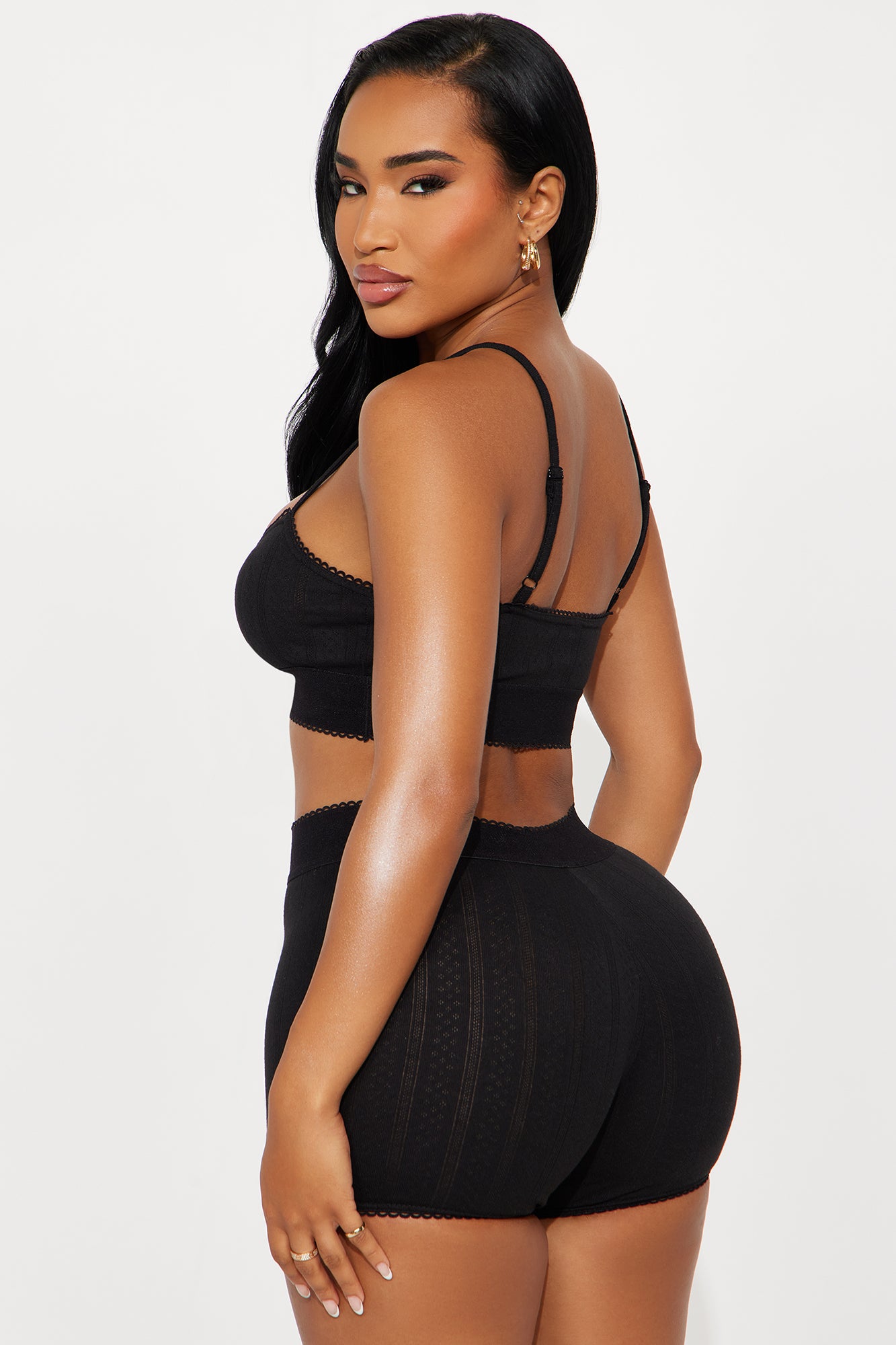 Stay Together Black Pointelle Pajama Boxer Short Set - Image 3