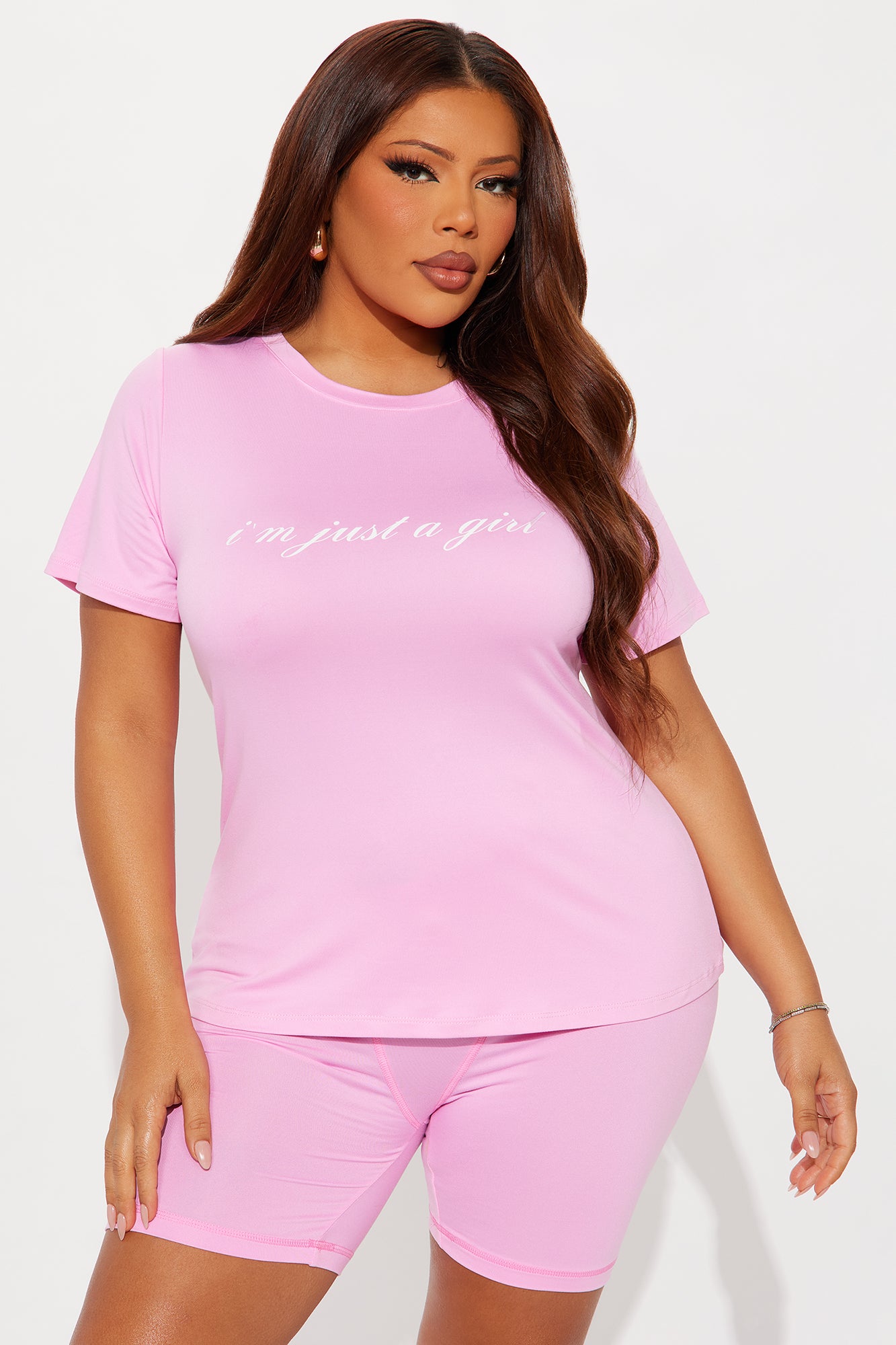 Just A Girl Pink Pajama Boxer Short Set - Image 4