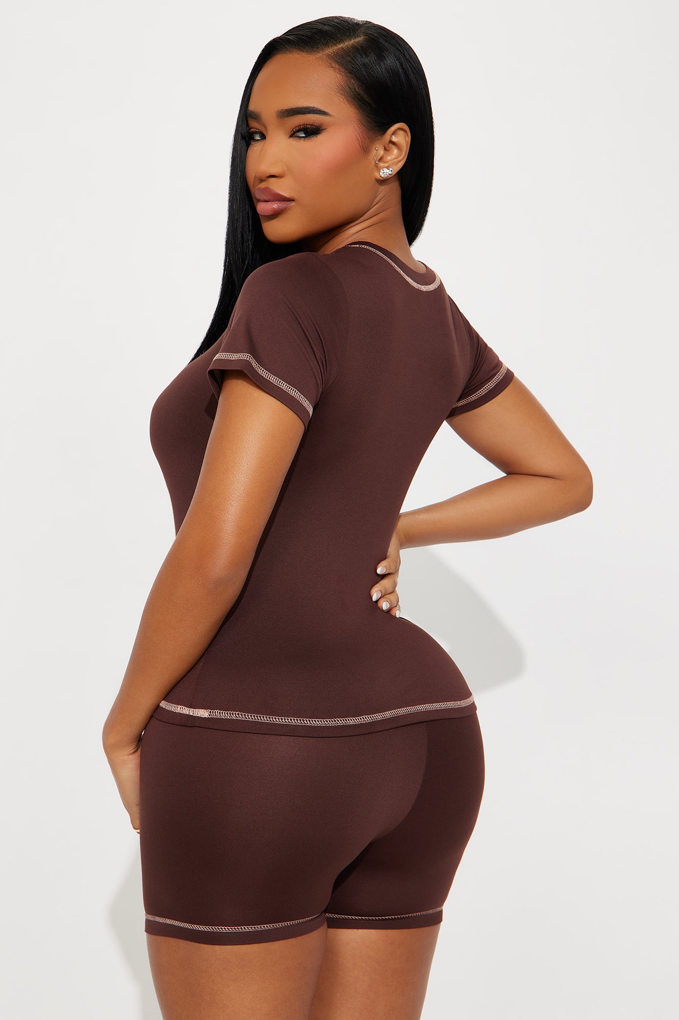 So Cute Bow Chocolate Pajama Boxer Short Set - Image 3
