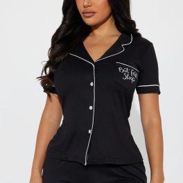 Sleep Comes First Black/White Pajama Short Set