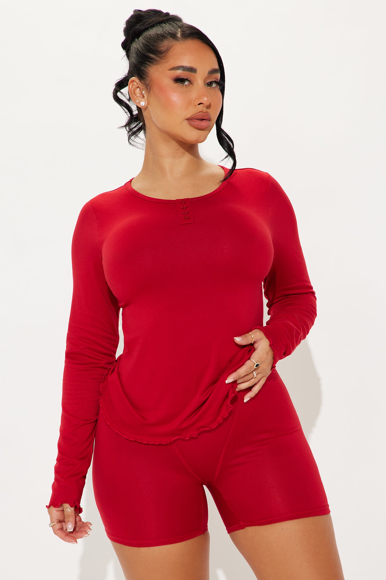 Between Us DarkRed Pajama Boxer Short Set