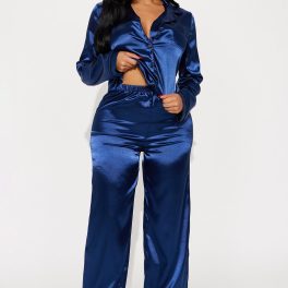 Navy Long Sleeve Pajama Pant Set