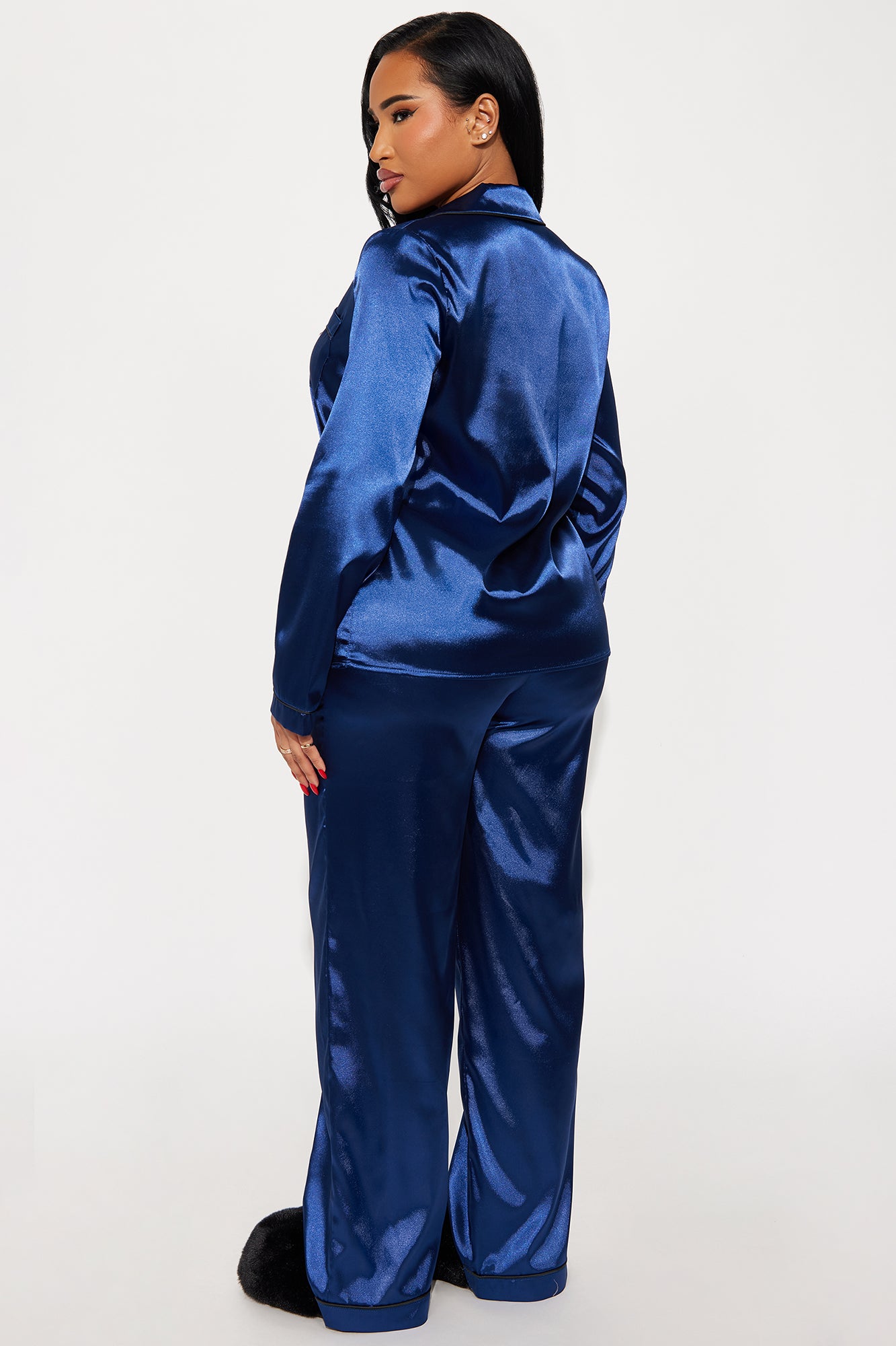 Navy Long Sleeve Pajama Pant Set - Image 3