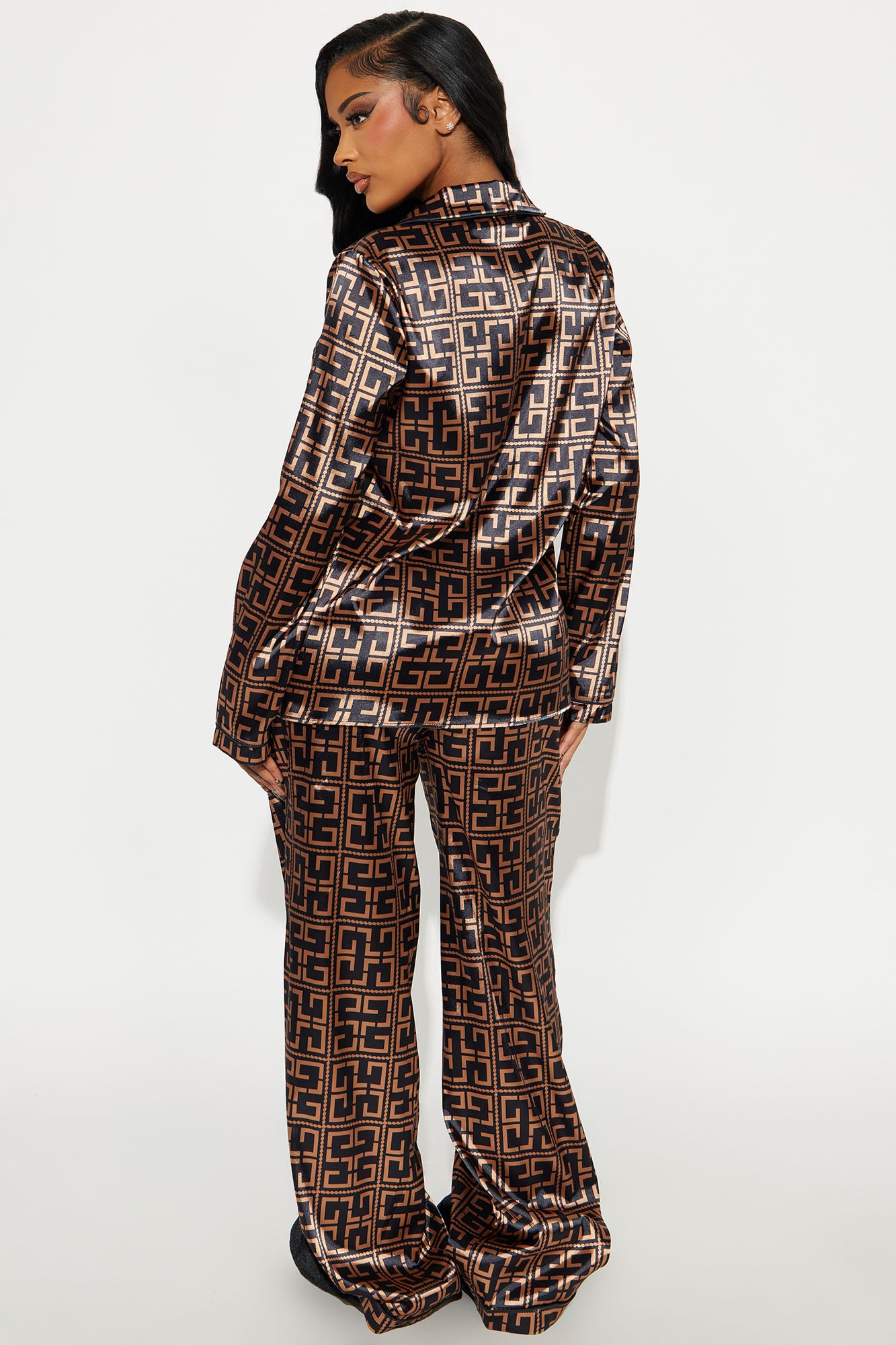 Black/combo Long Sleeve Pajama Pant Set - Image 3