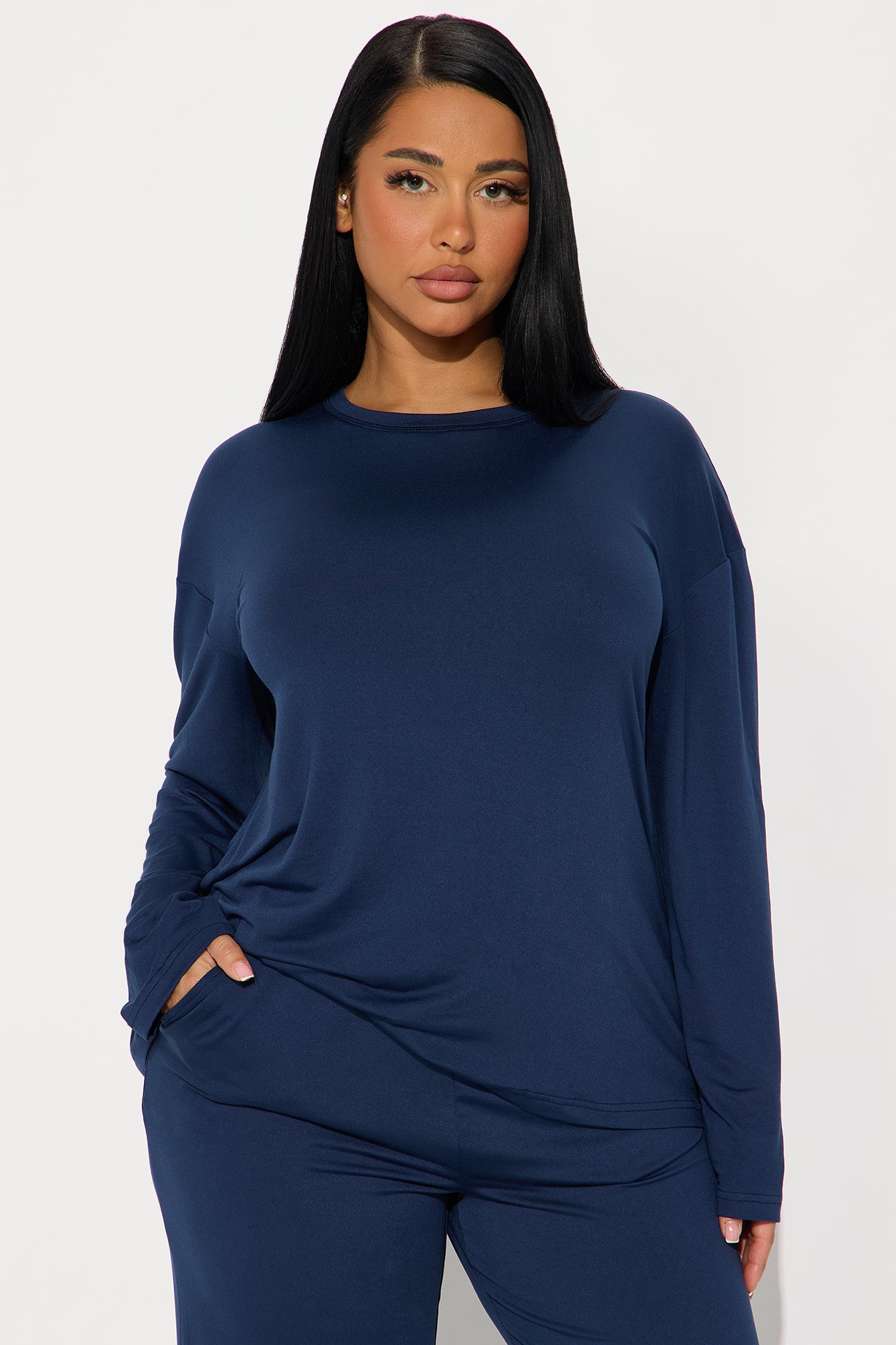 Relax Mood Navy Long Sleeve Pajama Pant Set - Image 2