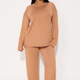 Relax Mood Mocha Long Sleeve Pajama Pant Set