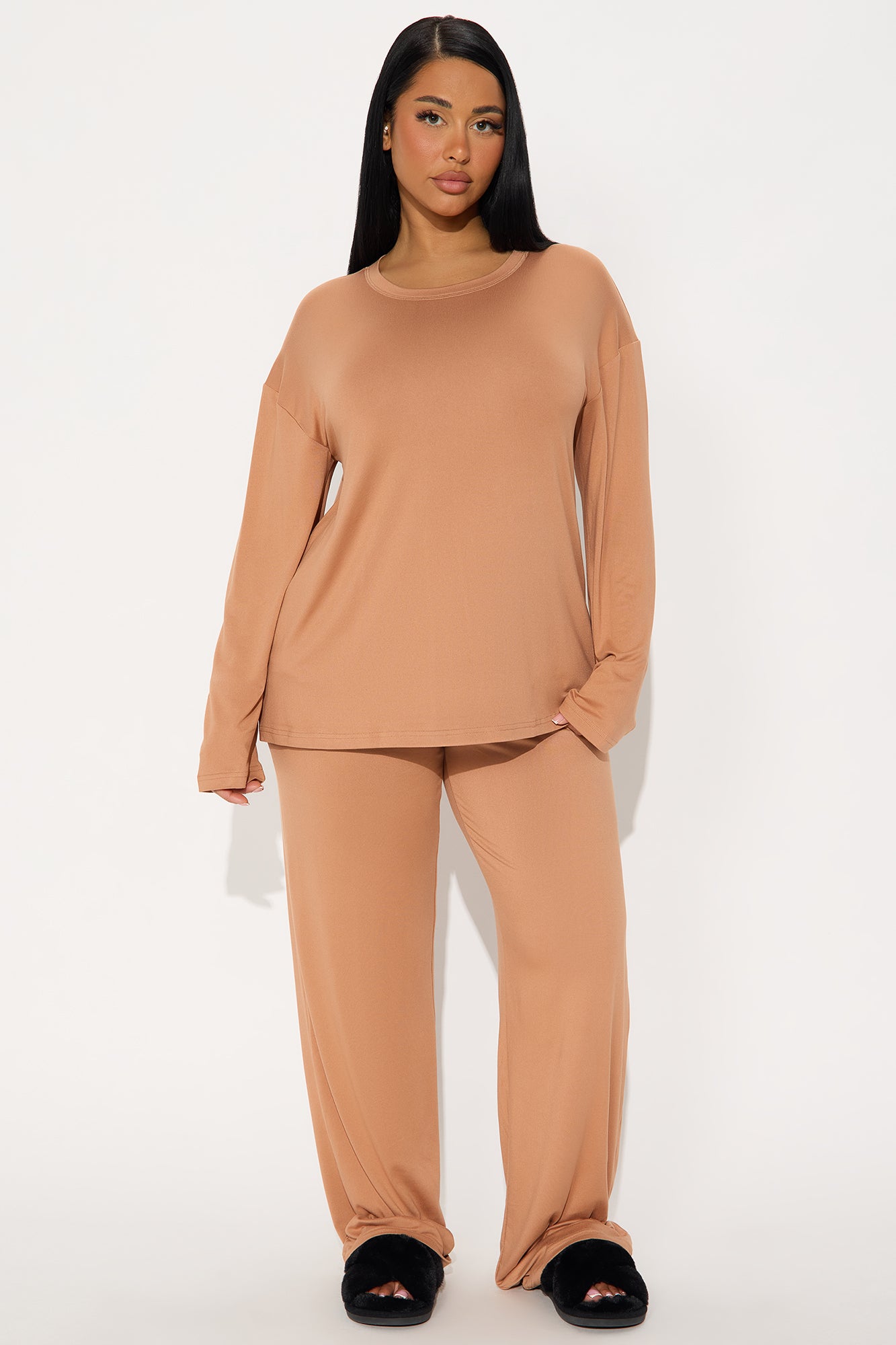 Relax Mood Mocha Long Sleeve Pajama Pant Set