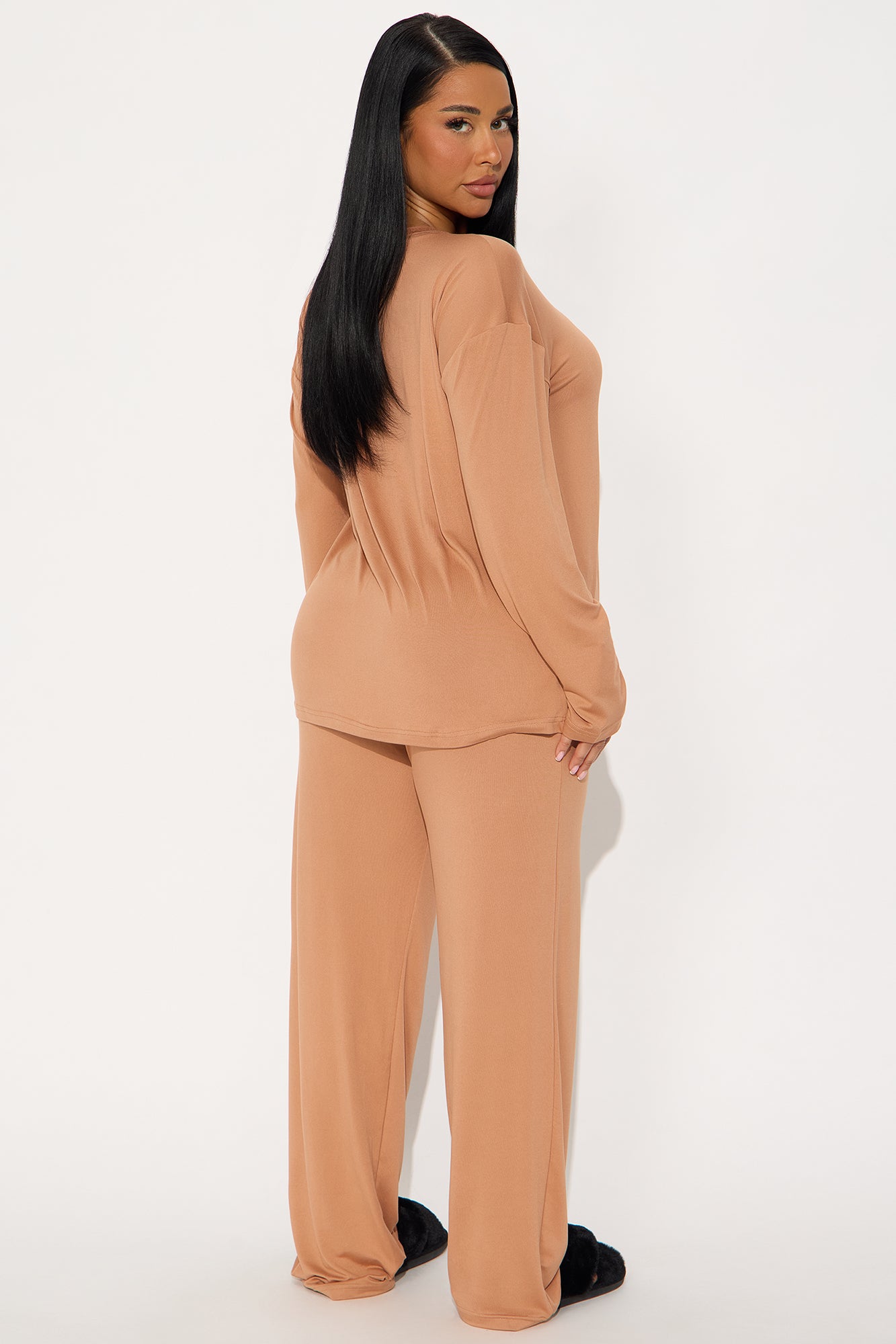 Relax Mood Mocha Long Sleeve Pajama Pant Set - Image 3