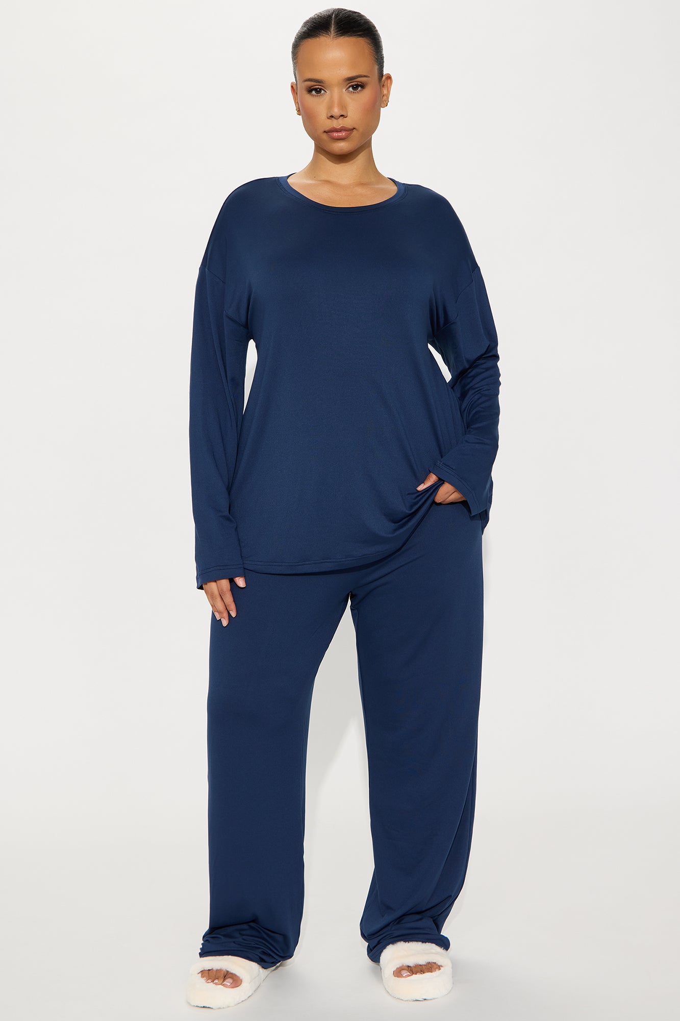 Relax Mood Navy Long Sleeve Pajama Pant Set - Image 4