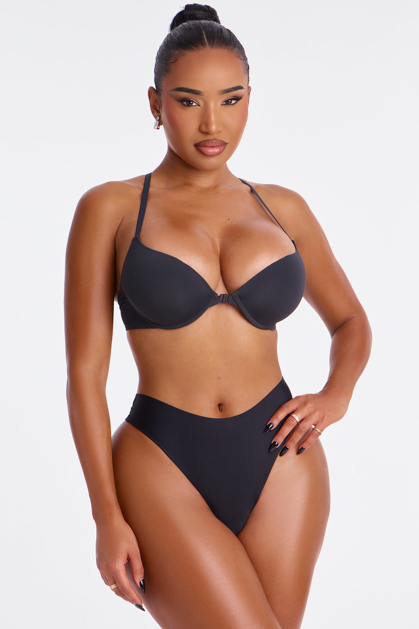 Light As A Feather Black Front Closure Bra