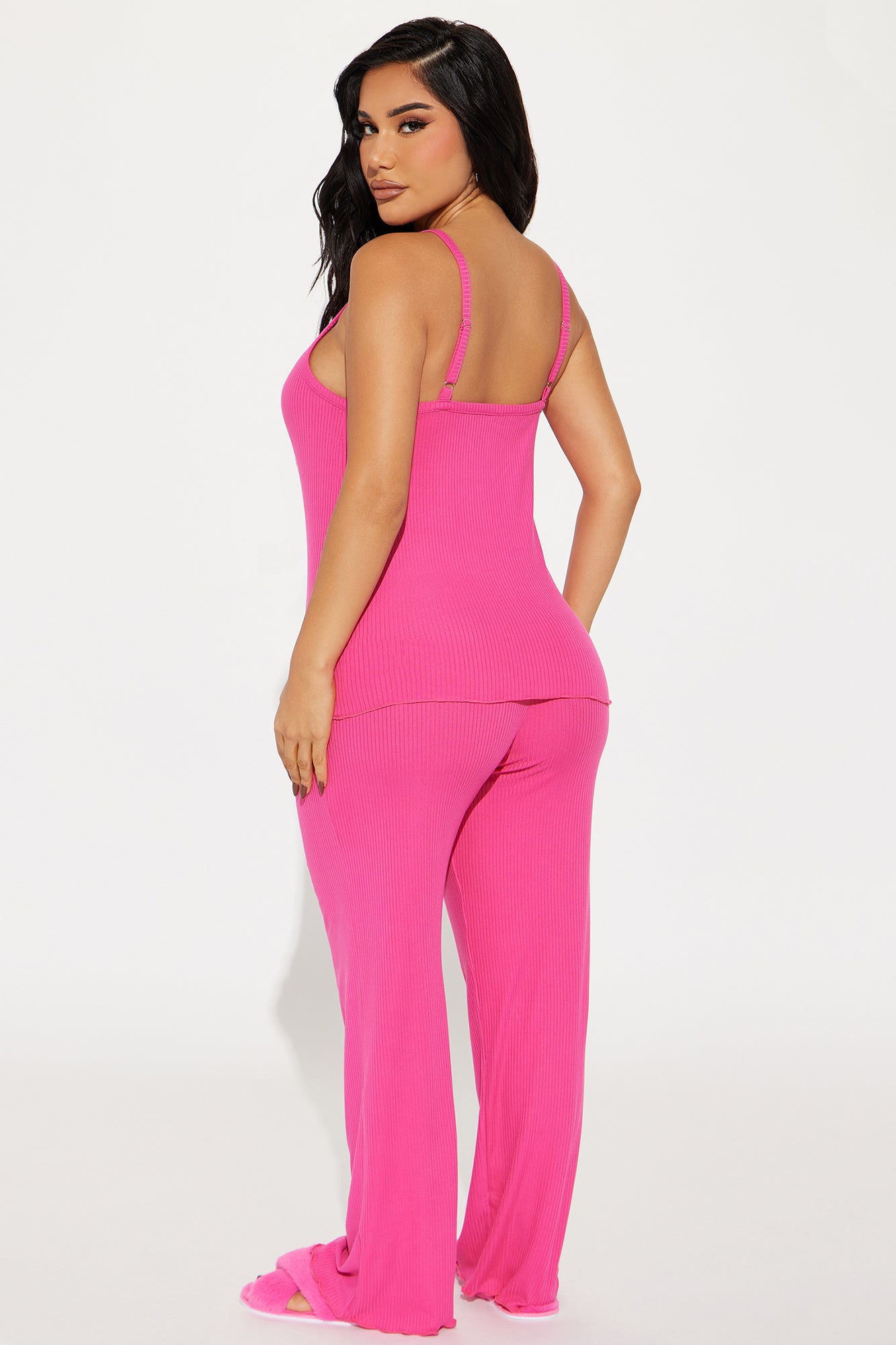 Comfy Mood Fuchsia Ribbed Pajama Pant Set - Image 3