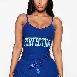I Am Perfection Blue Pajama Short Set