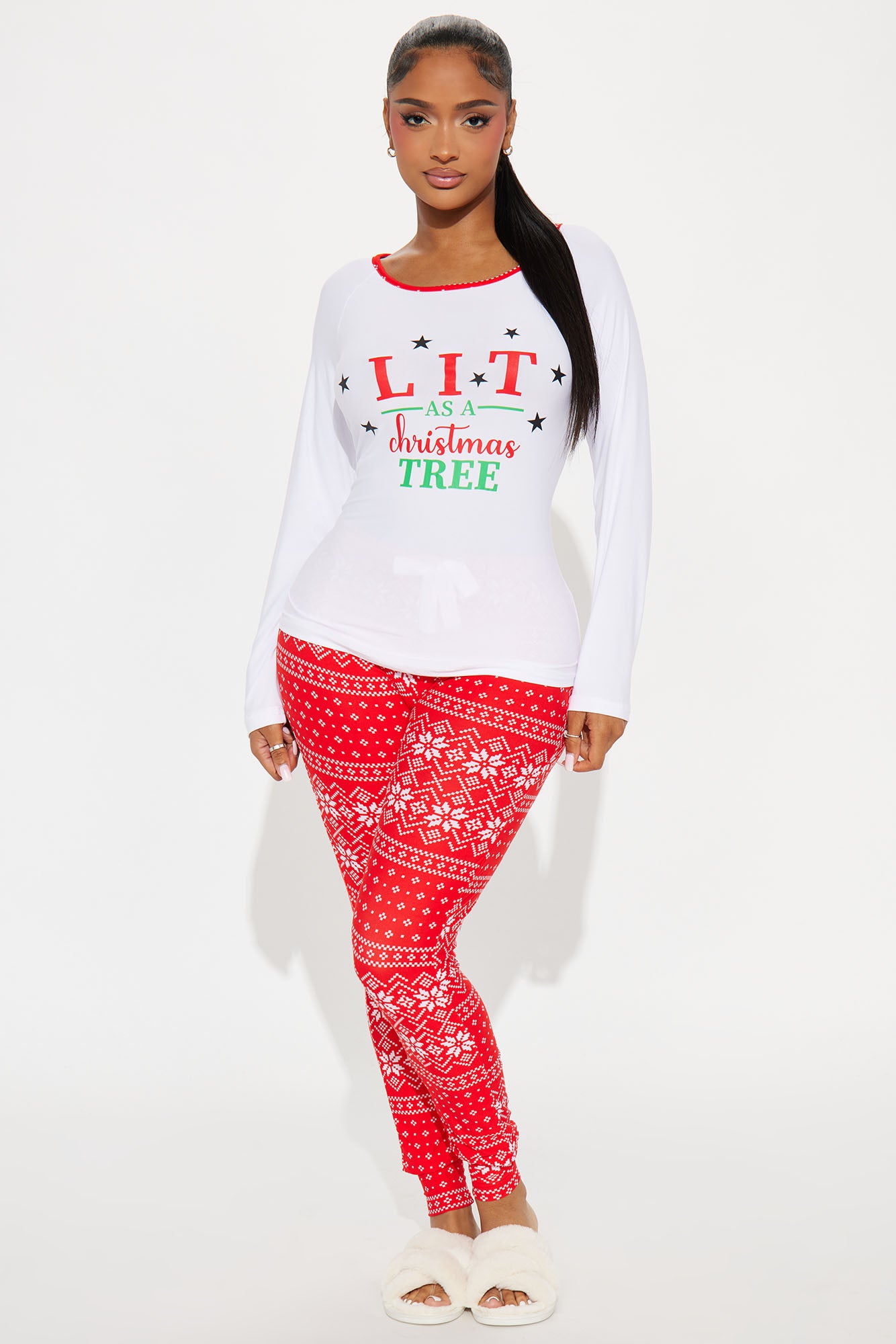 Lit Like A Christmas Tree White/combo Matching Family Pajama Jogger Set - Image 4
