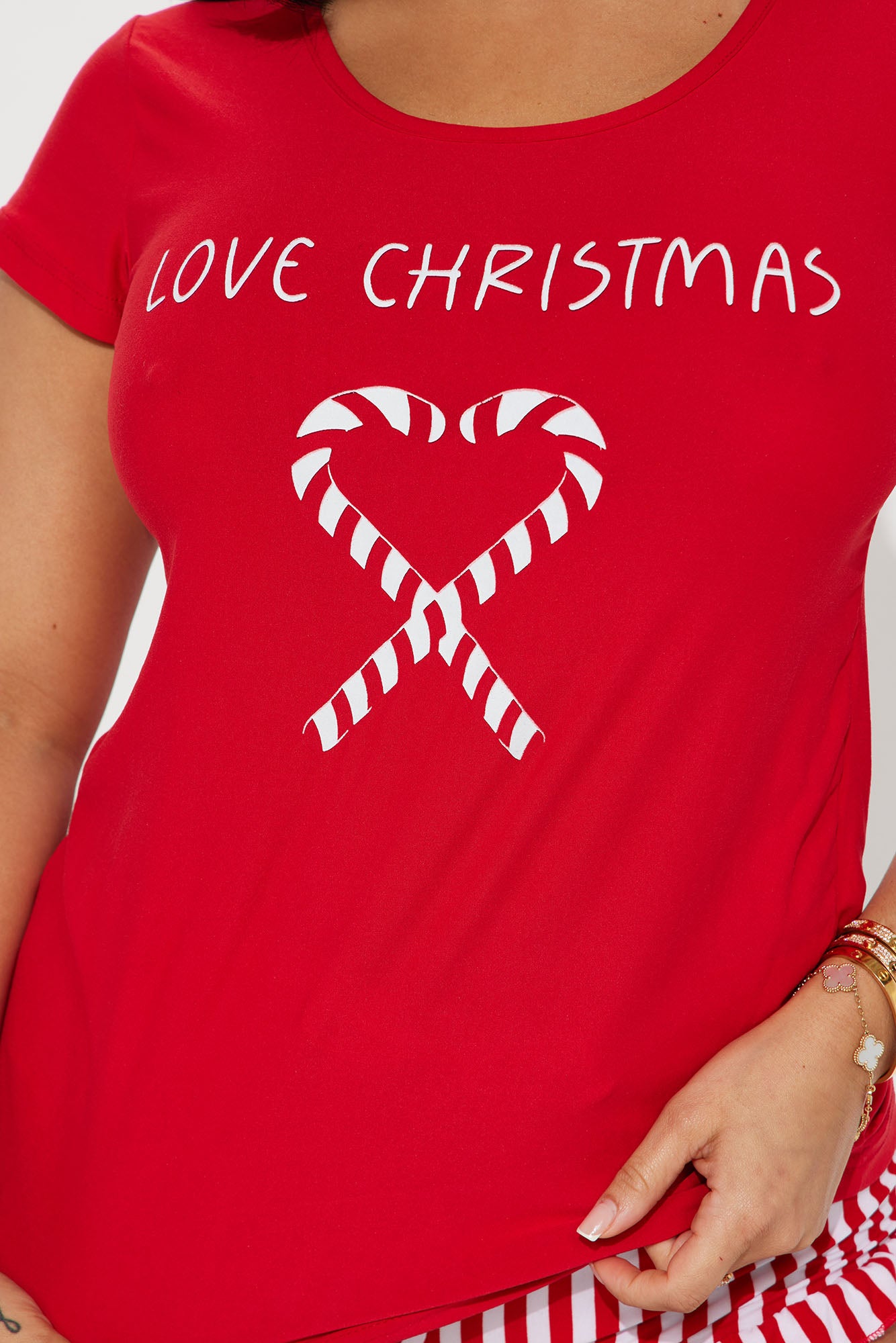 Love Christmas Red/White Pajama Short Set - Image 4