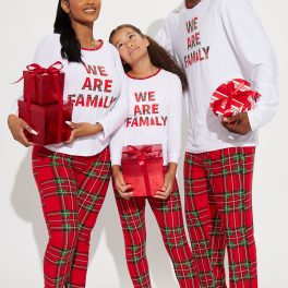Merry Christmas Red/White Matching Family Pajama Jogger Set